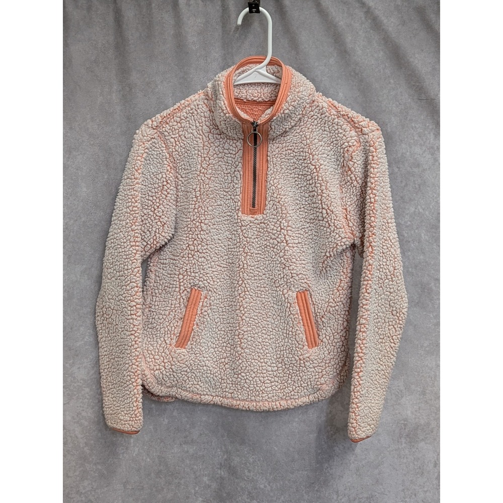 Cuddly Sherpa Kids Peach Quarter Zip Fleece Pullover Jacket‎ Size 10/12